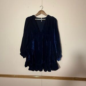 Free People Navy Velvet Midi Dress